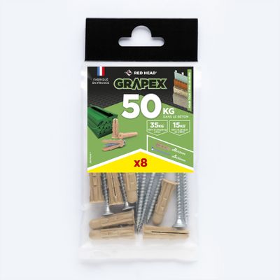 Chevilles Grapex 8 x 32 mm par 8 RED HEAD