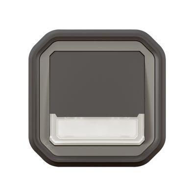 Bouton poussoir inverseur étanche IP55 lumineux + porte-étiquette encastrable Anthracite - Plexo LEGRAND