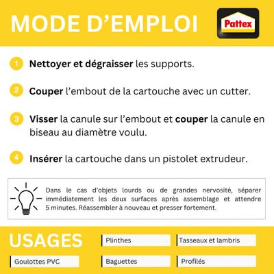Colle de fixation néoprène Neoplus blanc cartouche 345 g - PATTEX