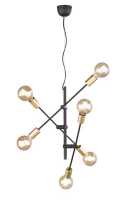 Suspension E27 Cross noir et bronze 6x28W - TRIO