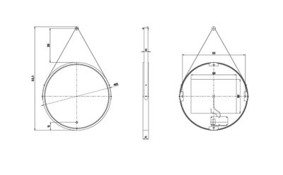Miroir rond lumineux D.60 cm Barber Black MP GLASS