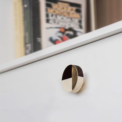 Bouton de meuble rond noir blanc doré diamètre 39 mm REI