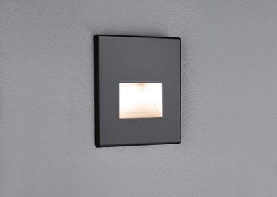 Spot LED encastrable mural carré noir - PAULMANN