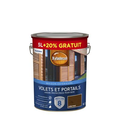 Lasure 8 ans chêne foncé 5 L +20% gratuit - XYLADECOR
