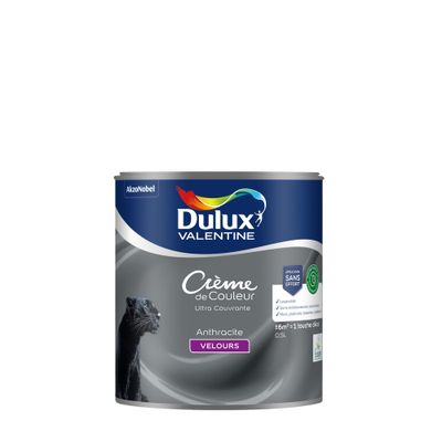 Peinture crème de couleur Anthracite velours 0,5L - DULUX VALENTINE