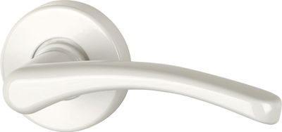 Poignées de porte sur rosaces rondes sans trou Absolu aluminium blanc ALPERTEC