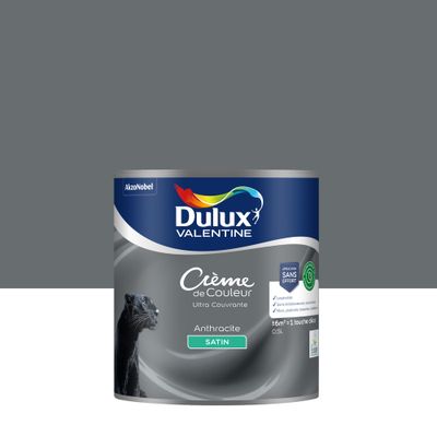 Peinture crème de couleur Anthracite satin 0,5L - DULUX VALENTINE