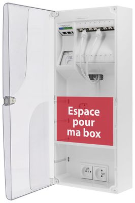 Coffret de communication grade 3TV 8 RJ45 + DTIO fibre + emplacement box - Fullbox BATILEC