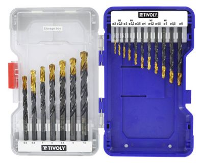 Coffret de forets métaux HSS Steam TiN 18 pièces de diamètre 2 à 10mm TIVOLY