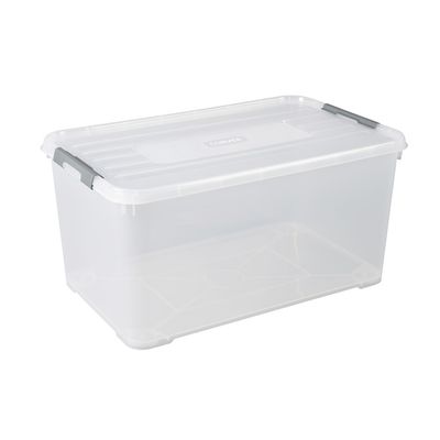 Handy box transparente avec couvercle et poignées à clips 115 L CURVER