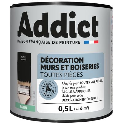 Peinture décoration Murs et Boiseries SATIN 0,5 L noir - ADDICT