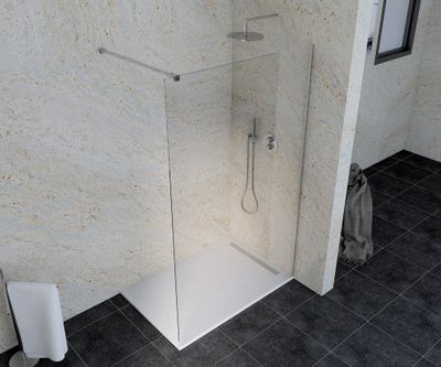 Paroi de douche à l'italienne 120x195 cm profilé chrome verre transparent 6 mm Serenity - OCEA