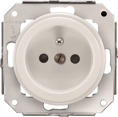 Prise électrique encastrable avec terre rétro porcelaine blanche - Garby Colonial FONTINI