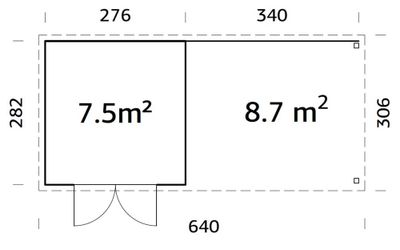 Abri de jardin en bois avec pergola 8,7 m² Lya 1 - ép.28 mm - 19,6 m² hors-tout - Livraison à domicile incluse - WHITE WOOD