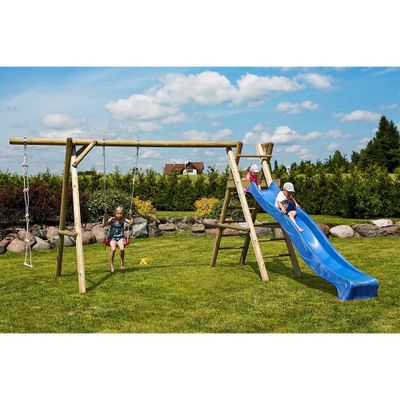 Aire de jeux en bois Henry avec balançoire échelle et toboggan - PALMAKO