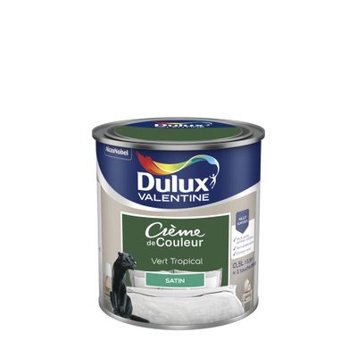 Peinture Crème de Couleur Vert Tropical satin 0,5 L - DULUX VALENTINE