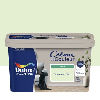 Peinture Crème de Couleur Tendrement Vert satin 2,5 L - DULUX VALENTINE