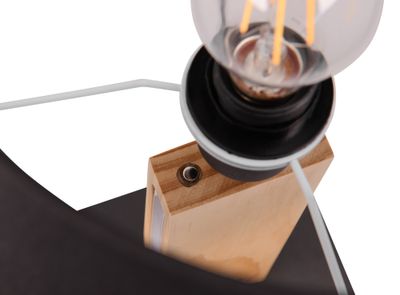 Lampe à poser E27 Rahul noir et bois  40W - TRIO