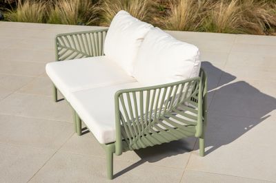 Salon de jardin PALMERA polypropylène vert sauge 4 places - JARDILINE