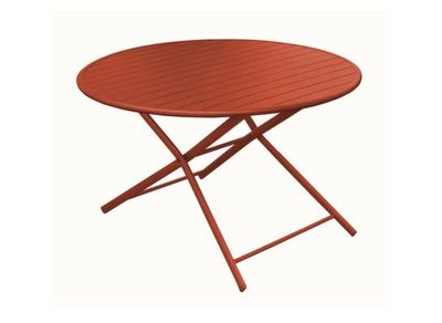 Table de jardin pliante GUERIDON aluminium terra ø 120 cm, Livraison à domicile incluse - PROLOISIRS
