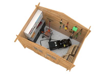 Abri de jardin en bois traité autoclave marron Valentine - 7,7 m² hors-tout - Livraison à domicile incluse - PALMAKO
