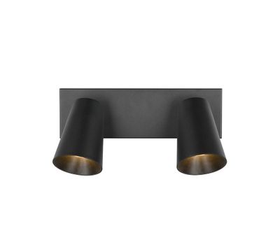 Réglette 2 spots GU10 Sharp noir 2x10W - TRIO