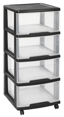 Tour Essential à 4 tiroirs transparents 20 L avec roulettes CURVER