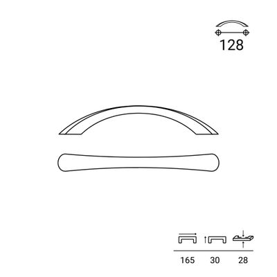 Poignée de meuble arc aluminium noir mat entraxe 128 mm par 4 REI
