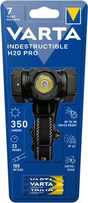 Lampe frontale indestrutible H20 350 Lumens avec piles - VARTA