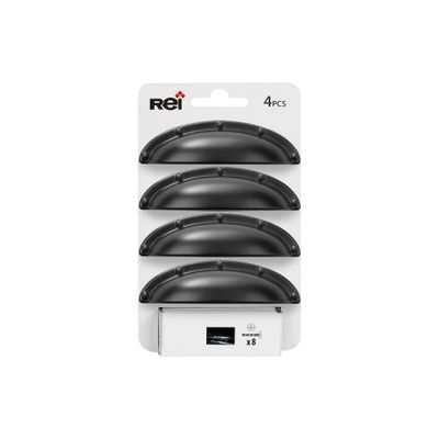Poignée de meuble coquille noir mat entraxe 64 mm par 4 REI