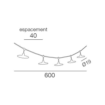 Guirlande lumineuse extérieur E27 6m Musette noir IP44 25W - COREP