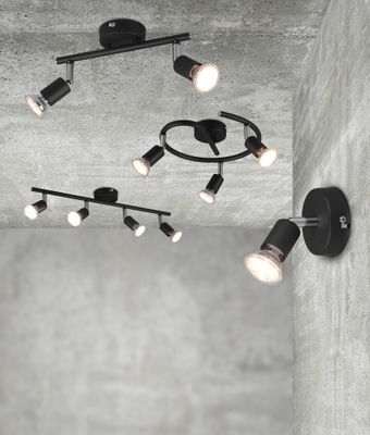 Réglette 2 spots GU10 Paris noir 2x35W - REALITY