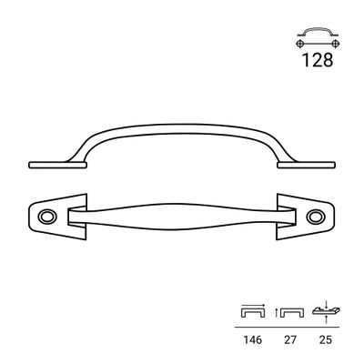 Poignée de meuble zamak noir mat entraxe 128 mm REI