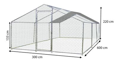 Enclos grillagé en acier pour poules 18 m² + bâche de toit polyester, Livraison à domicile incluse - HABRITA