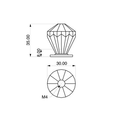 Bouton de meuble zamak diamant diamètre 30 mm REI