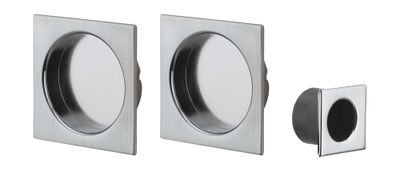 Poignée cuvette chromé carrée pour porte coulissante THIRARD