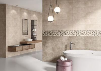 Faïence blanche murale intérieur gris/beige CONCRETE ép 8 mm 22 x 66 cm paquet de 1,74 m² ELYSSA TRADING