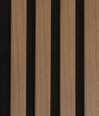 Panneau acoustique décoratif Ecowall Acoustic chêne miel 90 sur fond noir - Lot de 3 - 14 x 300 x 2600 mm - AJ TIMBER