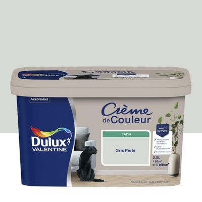 Peinture crème de couleur Gris Perle Satin 2,5 L - DULUX VALENTINE
