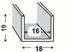 Profilé U PVC blanc 10 x 21 x 10 x 1 mm intérieur 19 mm 2,60 m CQFD