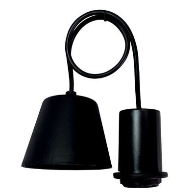 Monture plastique E27 pour suspension ou ampoule déco noir - TIBELEC