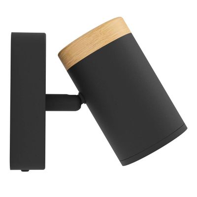 Spot salle de bains GU10 Consuma noir et bois IP44 3W - EGLO