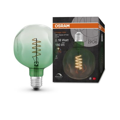 Ampoule LED ET-shape E27 Vert 4,5 W 180 lm Blanc chaud OSRAM