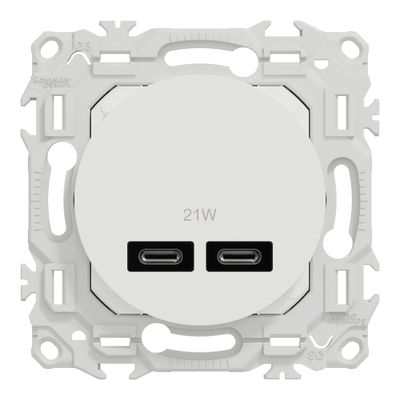 Double prise USB-C 21W Odace 2025 blanc - SCHNEIDER ELECTRIC