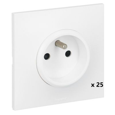 Prises 2 pôles + terre Neptune blanc par 25 - LEGRAND