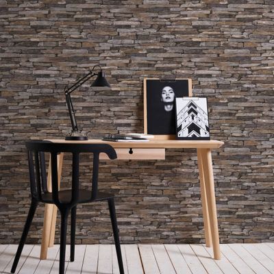Papier peint vinyle sur intissé pierres plates naturelles 53 cm x 10 m AS CREATION