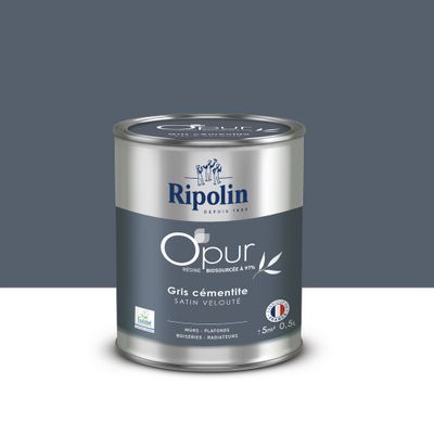 Peinture O'PUR Satin Gris CEMENTITE 0,5 L - RIPOLIN