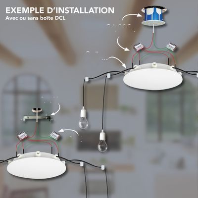 Plafonnier métal Ø 180 mm blanc 12 sorties - TIBELEC