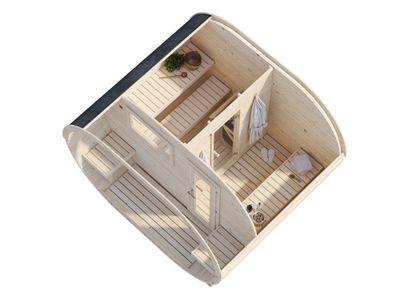 Sauna extérieur rond en bois Palmako Anette 6 places avec poêle - 12,1m² - PALMAKO