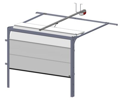Porte de garage sectionnelle motorisée avec hublots l.240 x h.200 cm lisse blanche - SPADONE